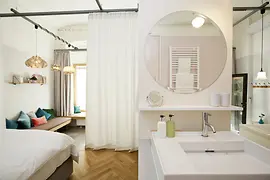 Habitación de hotel del Grätzlhotel de Karmelitermarkt 