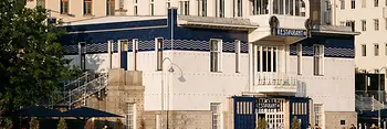View of the Otto Wagner building on the Danube Canal