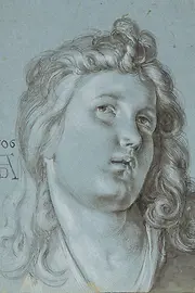 Artwork by Albrecht Dürer, Kopf des Laute spielenden Engels, 1506